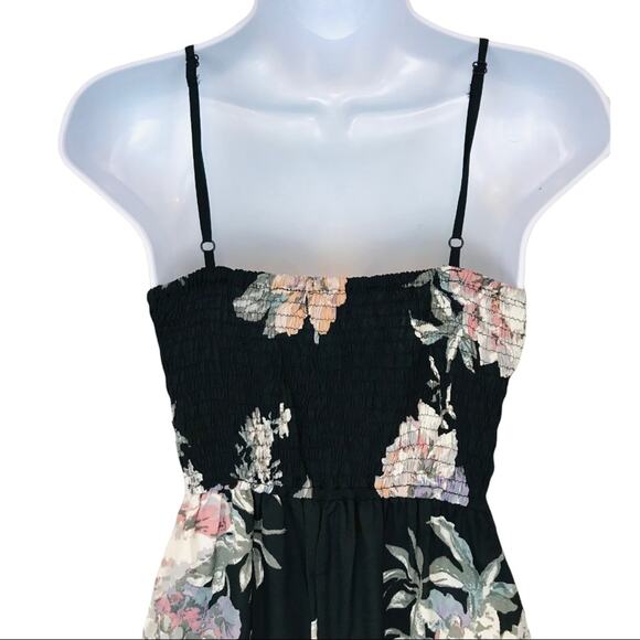 Band of Gypsies Black Floral Jumpsuit with Pockets wide leg - Picture 8 of 11